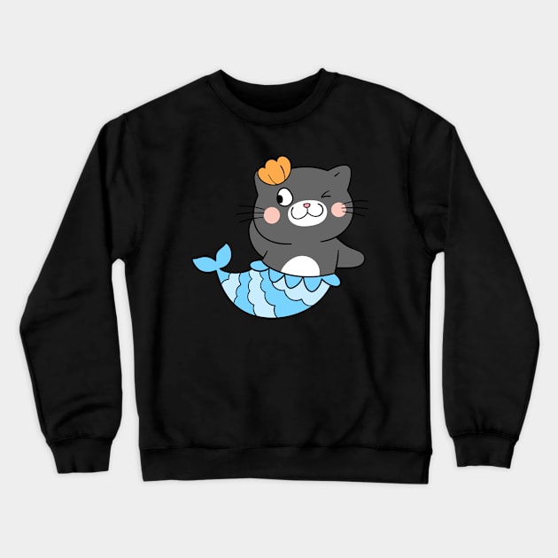 mermaid cat, cute cat mermaid, birthday gift Crewneck Sweatshirt by Kingostore